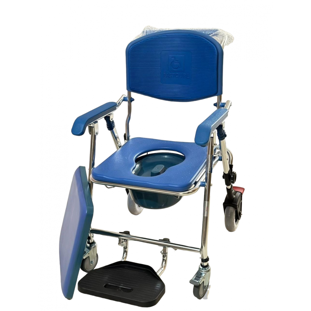 Lightweight Foldable Aluminium Rollover Shower Commode Chair